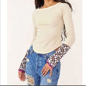 NWOT free people reversible cuff oat sweater size small